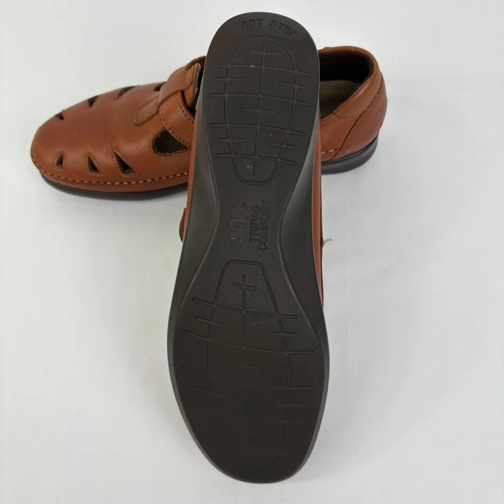 SAS Roamer Women's Cognac Brown Leather Mary Jane Comfort Walking‎ Shoes 7.5 N